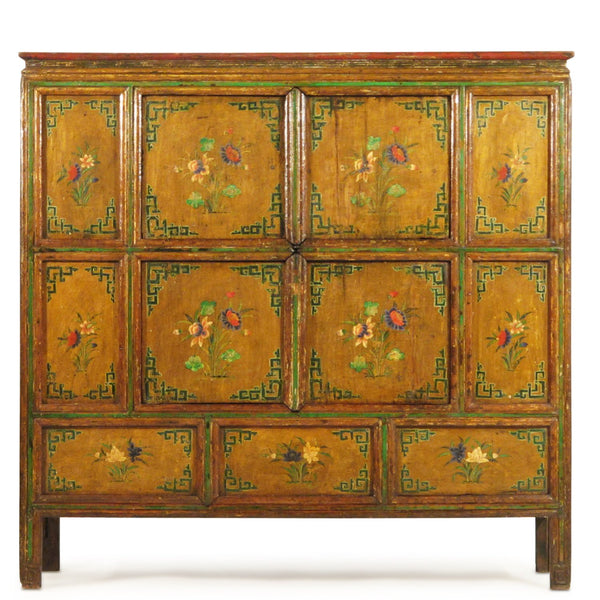 Tibetan Altar Cabinet With Original Painting - 19thC
