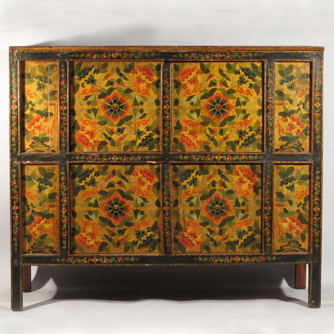 Tibetan Altar Cabinet With Original Painting - 19thC | Indigo Oriental Antiques