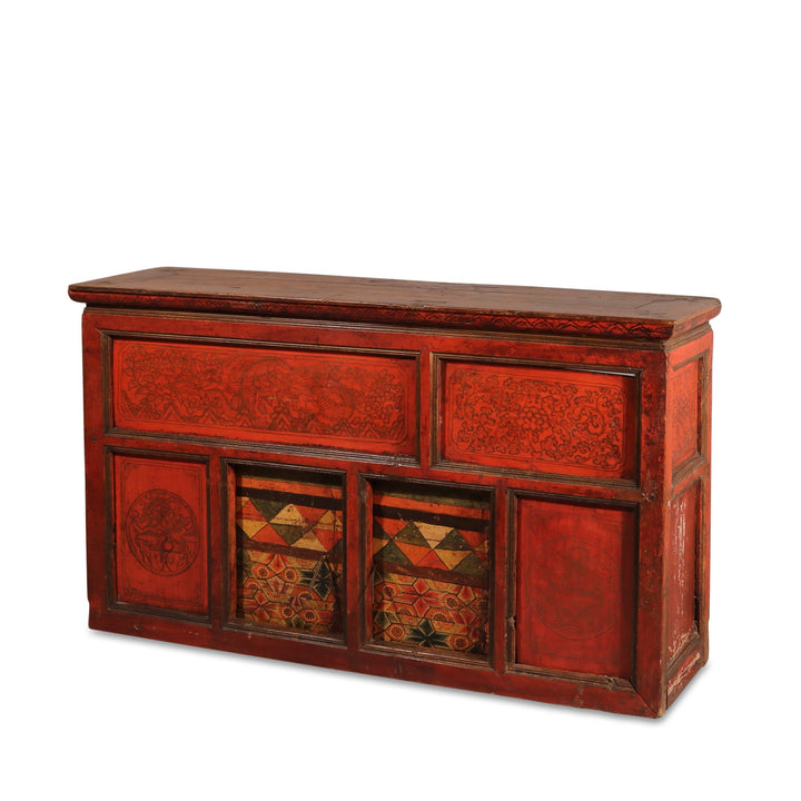 Tibetan Altar Cabinet with Original Painting - 19thC | Indigo Oriental Antiques