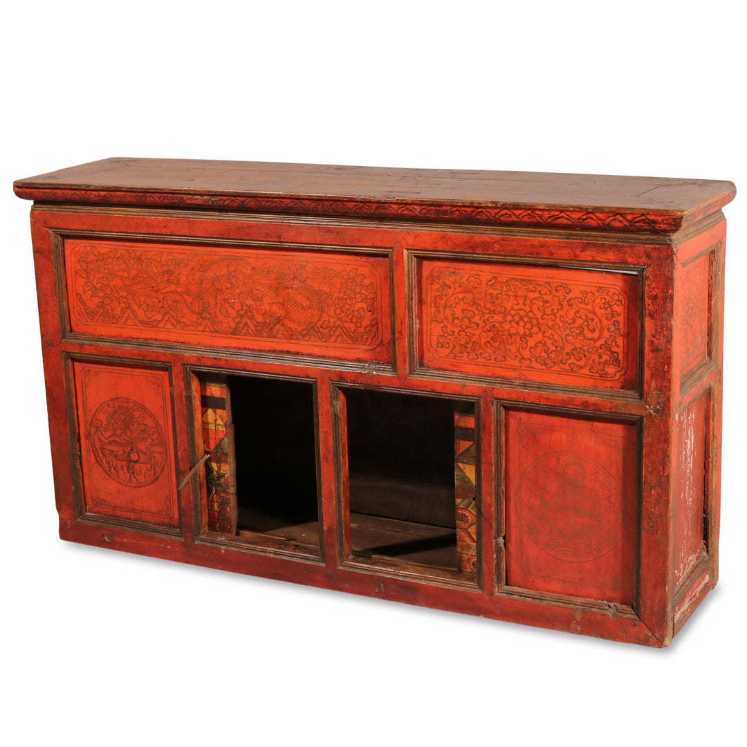 Tibetan Altar Cabinet with Original Painting - 19thC | Indigo Oriental Antiques