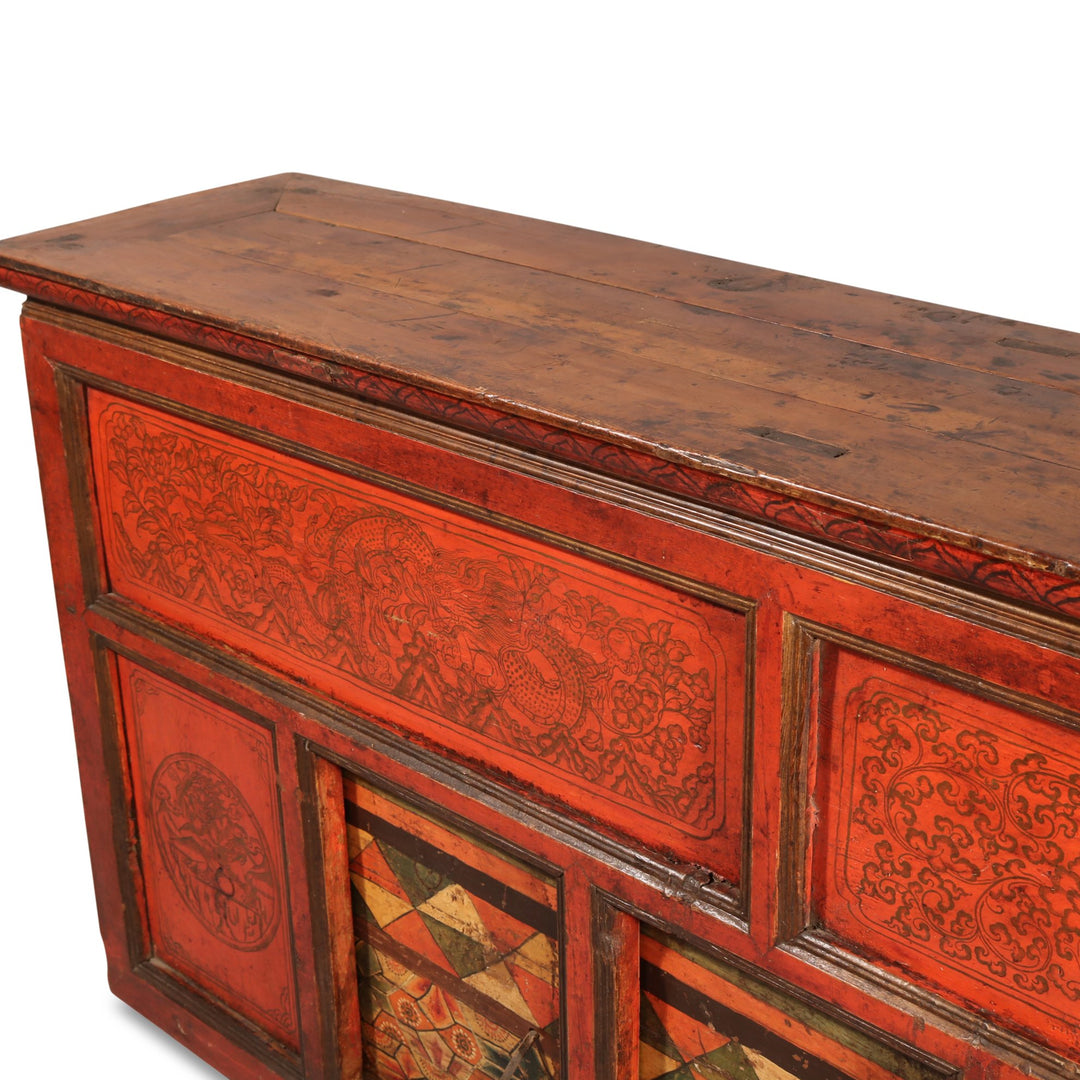 Tibetan Altar Cabinet with Original Painting - 19thC | Indigo Oriental Antiques