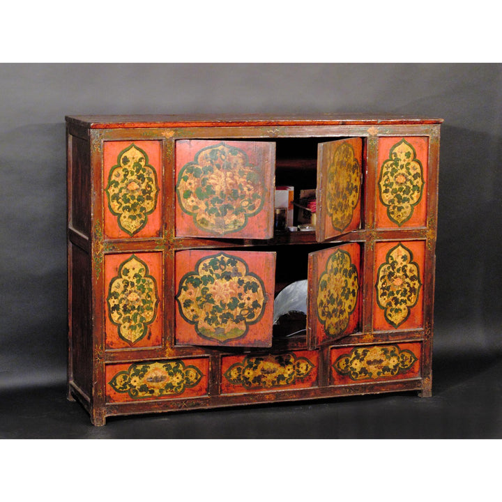 Tibetan Altar Cabinet with Original Painting - 19thC | Indigo Oriental Antiques