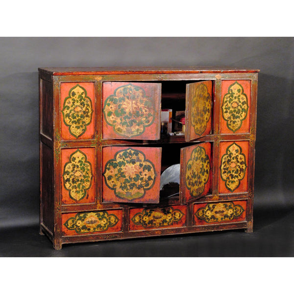 Tibetan Altar Cabinet with Original Painting - 19thC