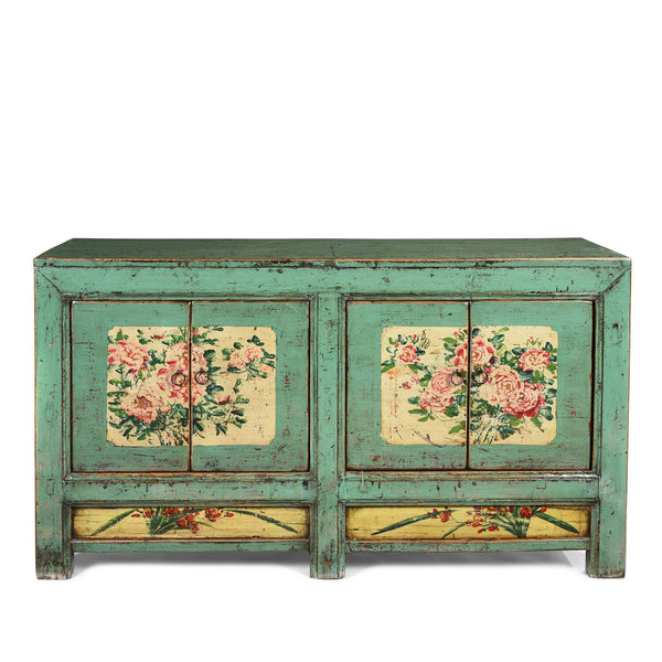 Vintage Mint Painted Sideboard From Shanxi - Ca 1930