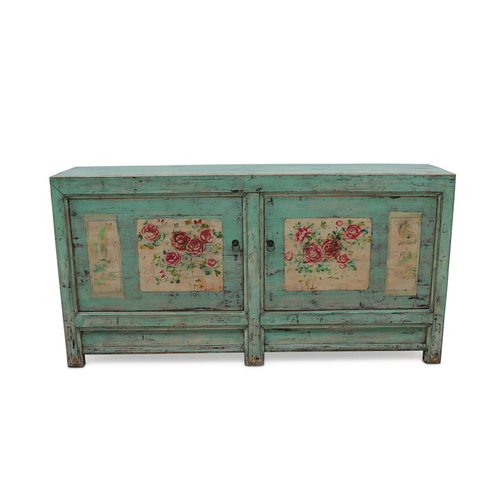 Blue Painted Sideboard From Shanxi Ca 1930 - 181 x 45.5 x 93 (wxdxh cms) - C1297