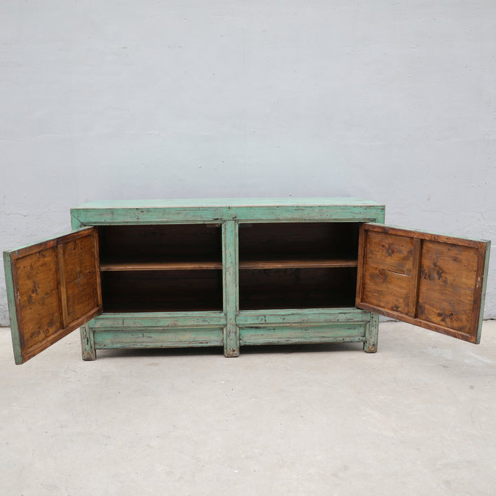 Blue Painted Sideboard From Shanxi Ca 1930 - 181 x 45.5 x 93 (wxdxh cms) - C1297