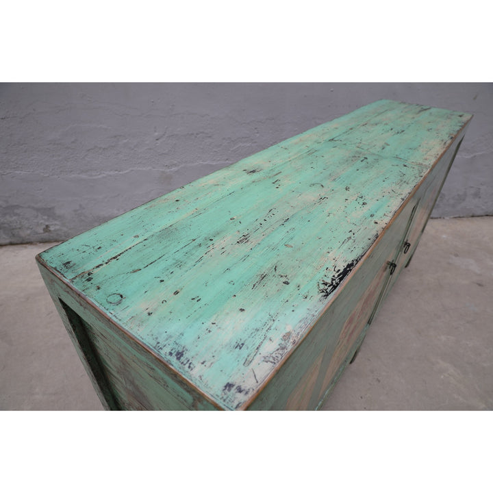 Blue Painted Sideboard From Shanxi Ca 1930 - 181 x 45.5 x 93 (wxdxh cms) - C1297