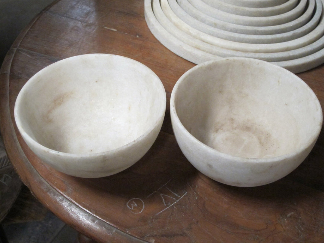 Hand Carved Marble Bowl  - 15cm dia. | Indigo Oriental Antiques
