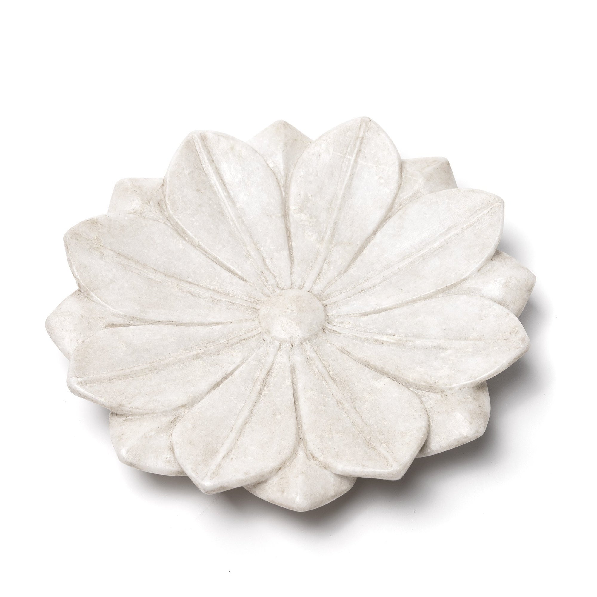 White Marble Lotus Plate From Rajasthan