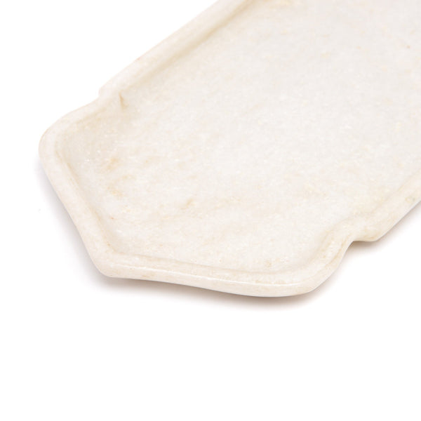 White Marble Serving Plate - Mughal Style