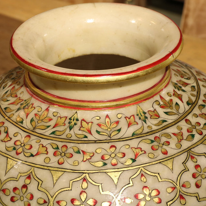 Marble Lota - Hand Painted Chandras Work | Indigo Oriental Antiques