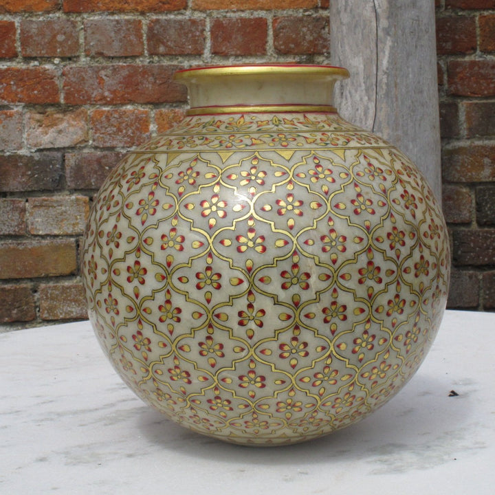 Marble Lota - Hand Painted Chandras Work | Indigo Oriental Antiques