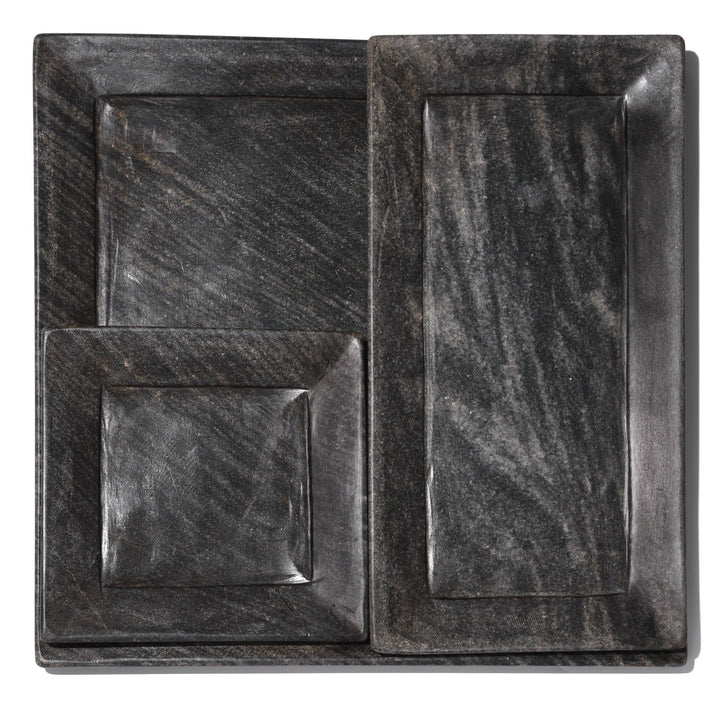 Hand Carved Black Marble Plates