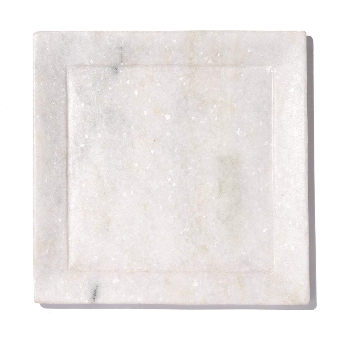 Square Hand Carved Indian White Marble Set of Plates | Indigo Antiques