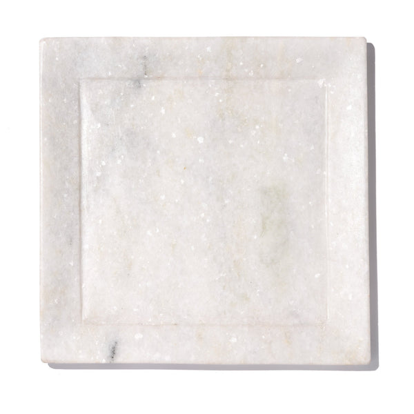 Square Carved White Marble Set of Plates