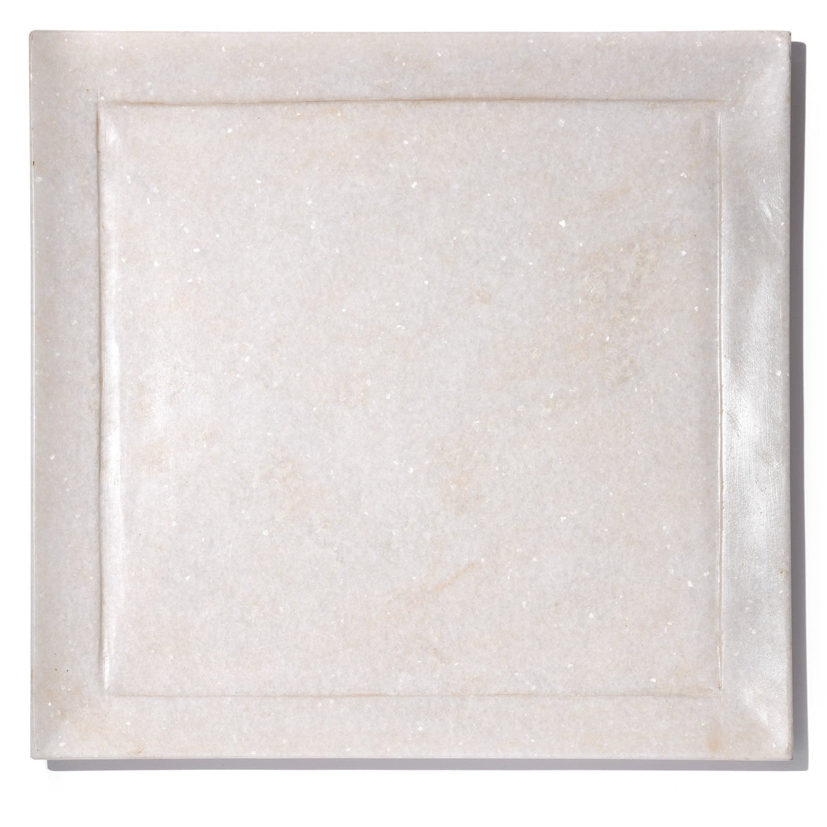 Square Hand Carved Indian White Marble Set of Plates | Indigo Antiques
