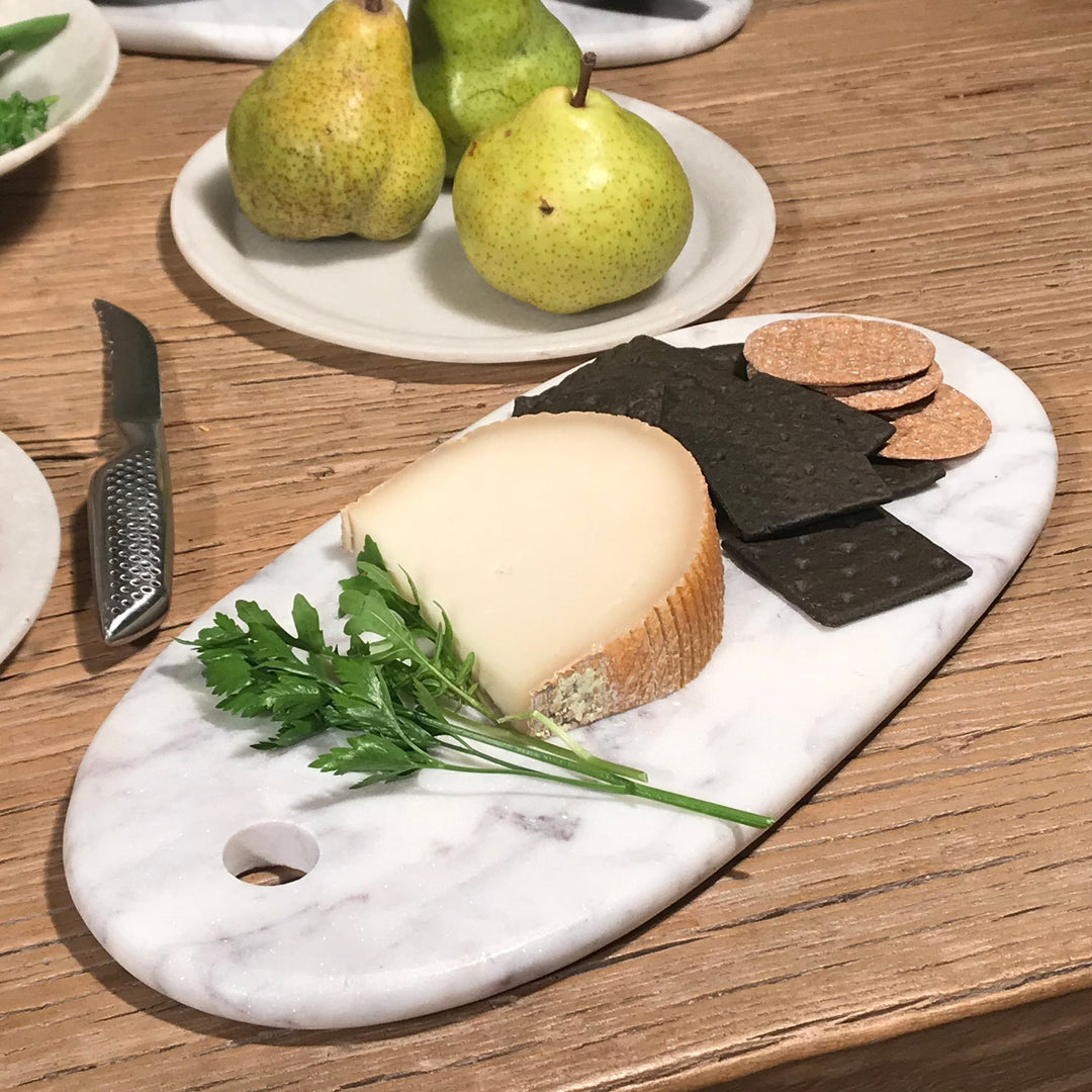 Hand Carved White Marble Indian Cheese Board - Mughal Style