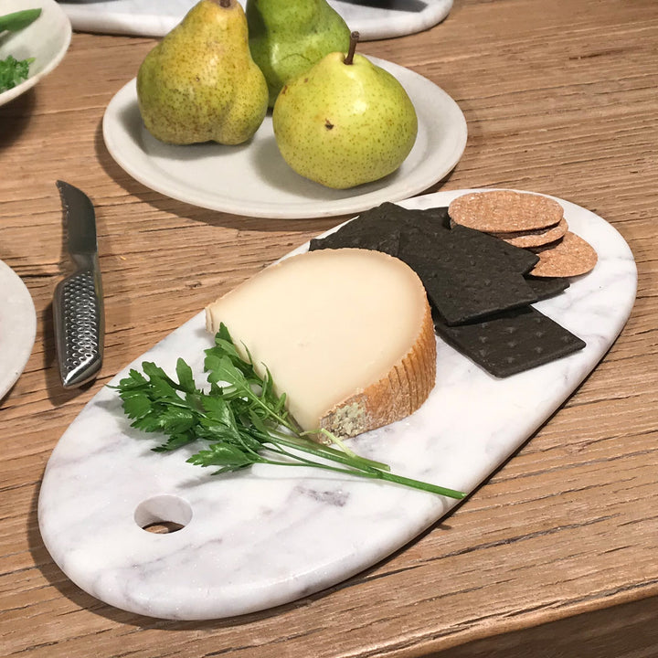 Hand Carved White Marble Indian Cheese Board - Mughal Style