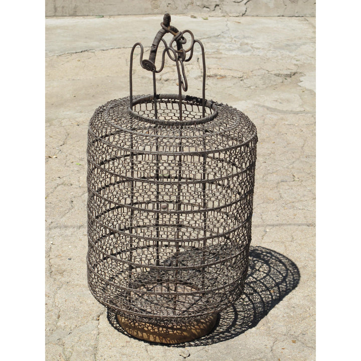 Lamp made from Chinese Wire Lantern - Ca 85 yrs old | Indigo Oriental Antiques