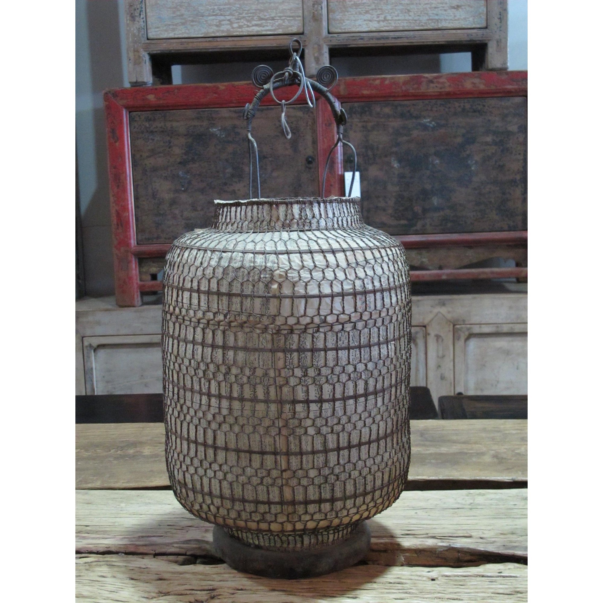 Old Chinese Wire Lantern From Shanxi - 85Yrs Old | Indigo Oriental Antiques