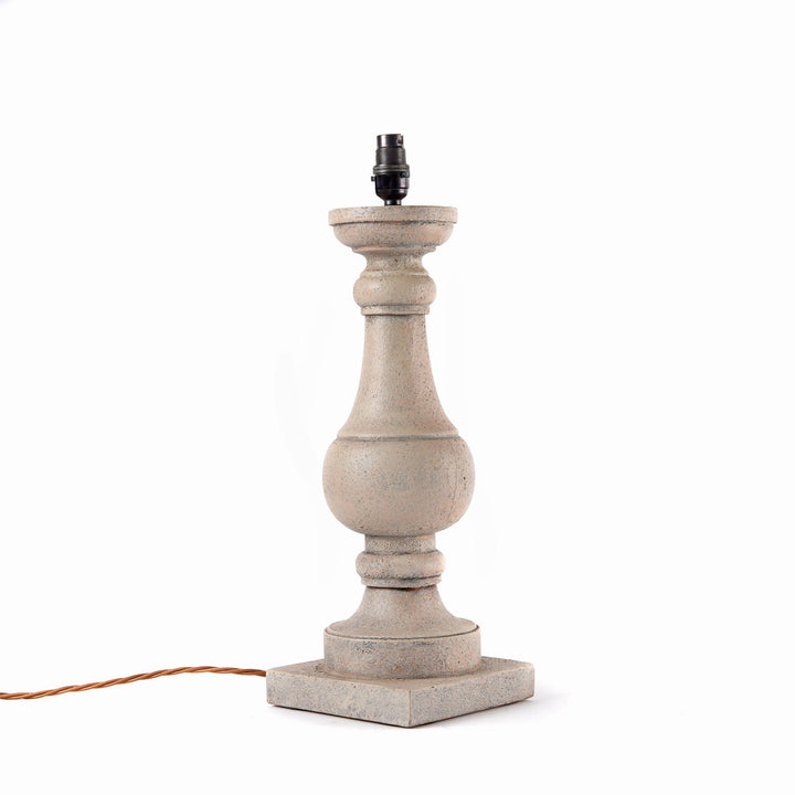 Turned Grey Painted Wooden Table Lamp Base | Indigo Antiques