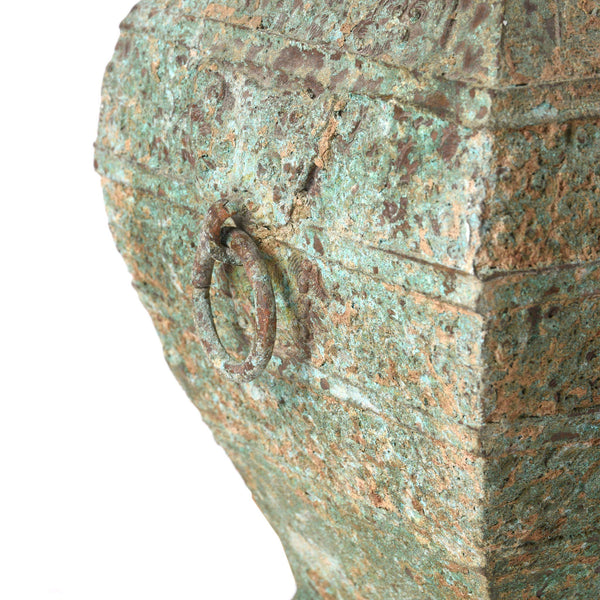 Verdigris Bronze Wine Jar Table Lamp - Zhou Dynasty Style