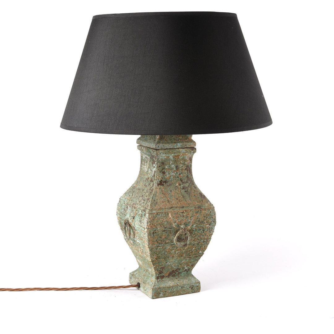 Pair of Chinese Bronze Verdigris Table Lamps | Indigo Antiques