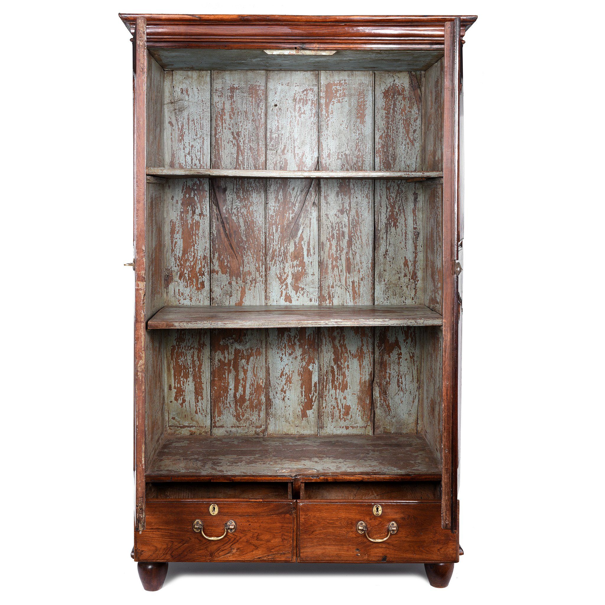 Open Door Detail from an Anglo Indian Linen Cabinet Made from Golden Teak - 19thC | Indigo Antiques