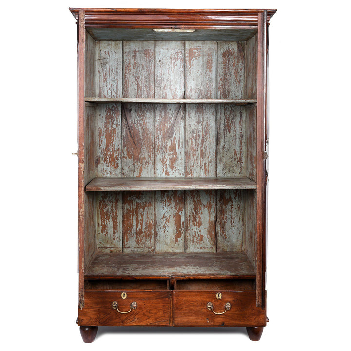 Open Door Detail from an Anglo Indian Linen Cabinet Made from Golden Teak - 19thC | Indigo Antiques