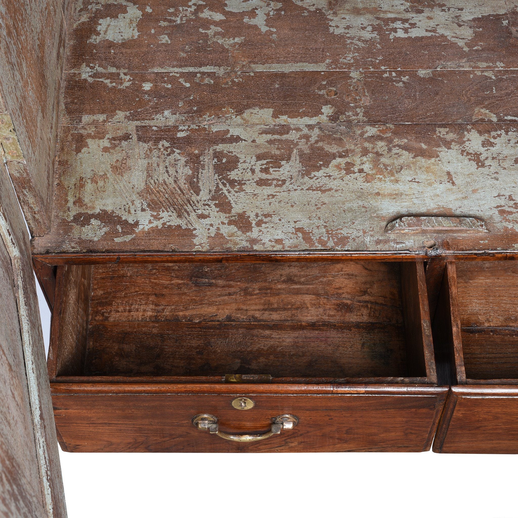 Drawer second detail from an Anglo Indian Linen Cabinet Made from Golden Teak - 19thC | Indigo Antiques