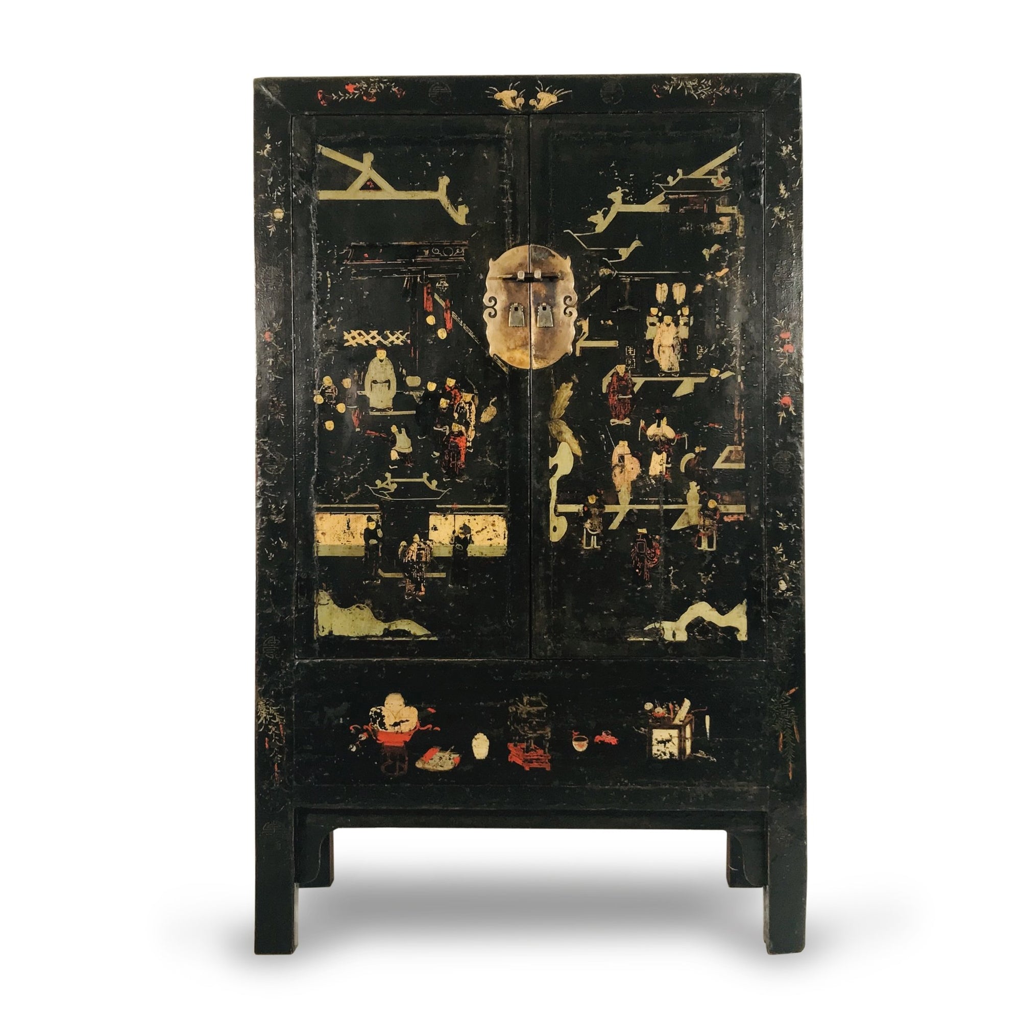 Antique Black Lacquer Wedding Cabinet from Shanxi - 19thC | Indigo Oriental Antiques