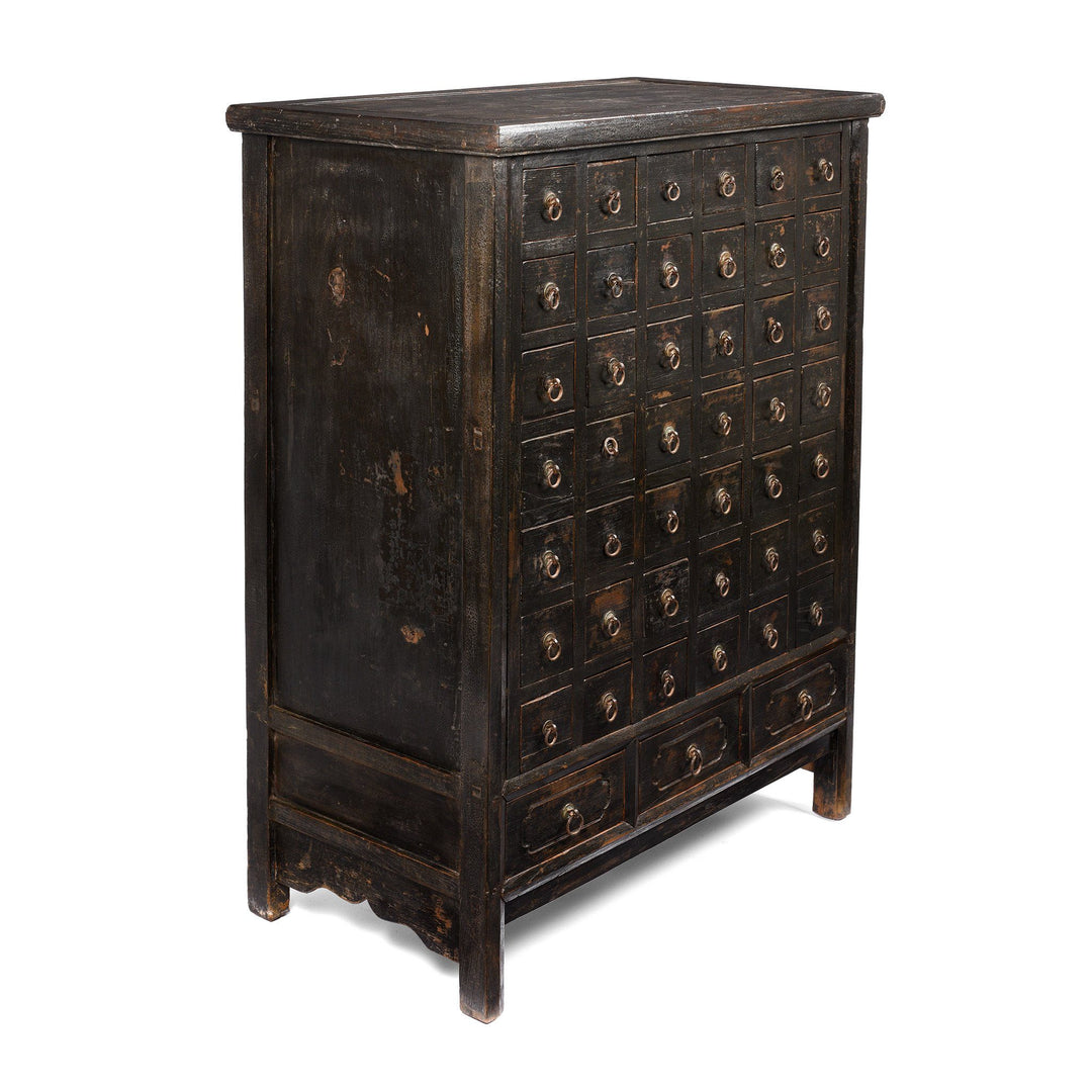 Corner View From Black Painted Apothecary Chest From Shanxi - 19thC | Indigo Antiques