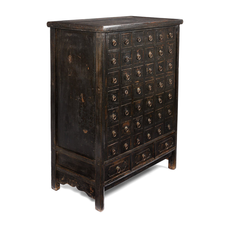 Corner View From Black Painted Apothecary Chest From Shanxi - 19thC | Indigo Antiques