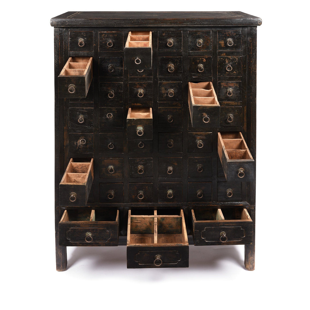 Open Draws Black Painted Apothecary Chest From Shanxi - 19thC | Indigo Antiques