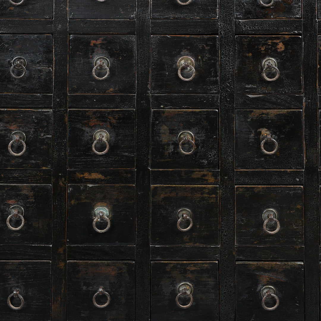 Detail Of Black Painted Apothecary Chest From Shanxi - 19thC | Indigo Antiques