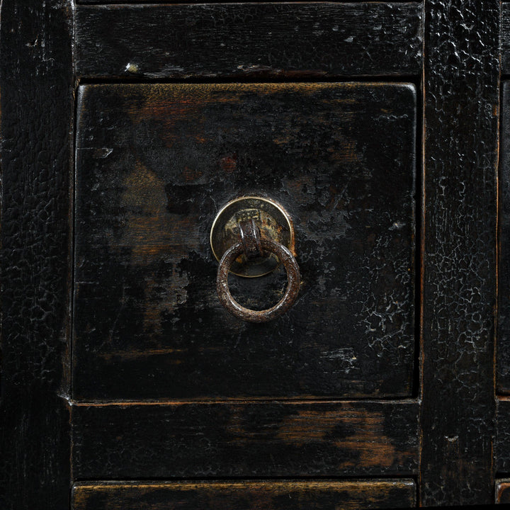 Handle Detail From Black Painted Apothecary Chest From Shanxi - 19thC | Indigo Antiques