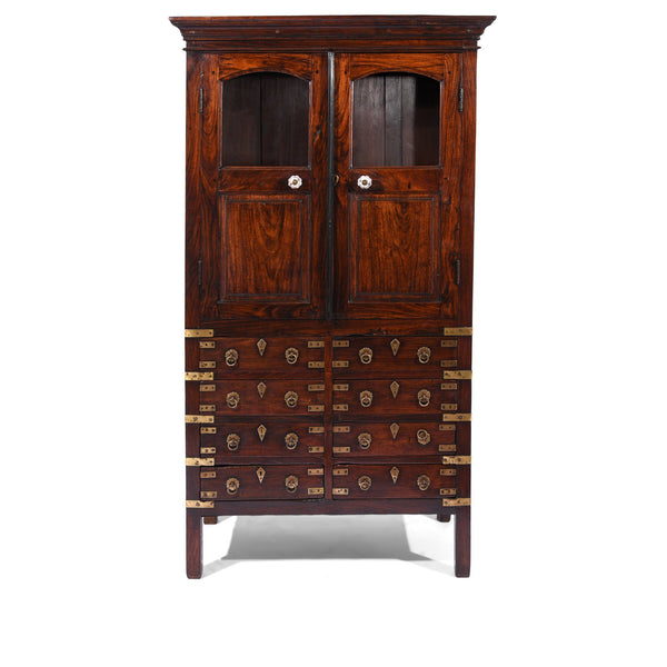 Brass Bound Rosewood Cabinet From Kerala-South India - 19thC Brass Bound Rosewood Cabinet From Kerala-South India - 19thC