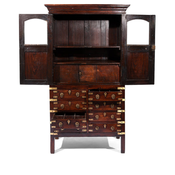 Brass Bound Rosewood Cabinet From Kerala-South India - 19thC Brass Bound Rosewood Cabinet From Kerala-South India - 19thC