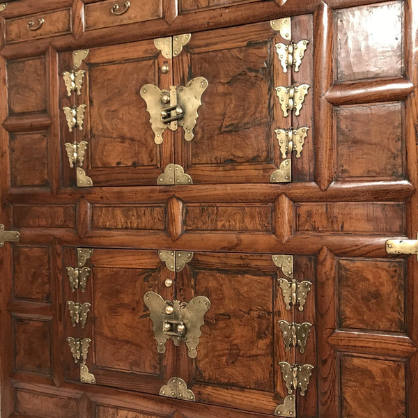 Burr Elm Cabinet From Korea - 19th Century