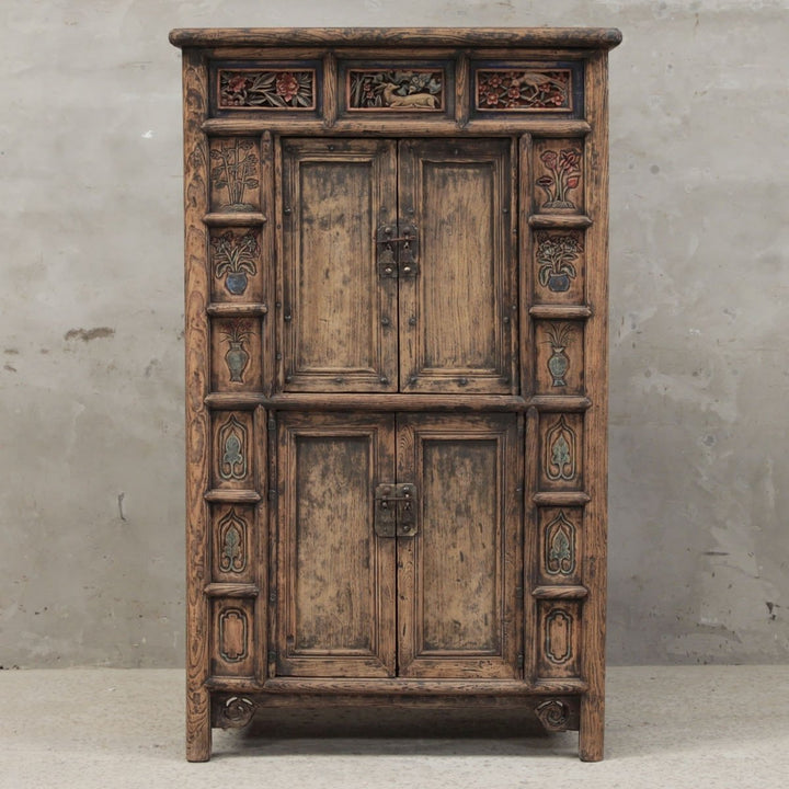 Carved Chinese Storage Cabinet from Gansu - 19thC | Indigo Oriental Antiques