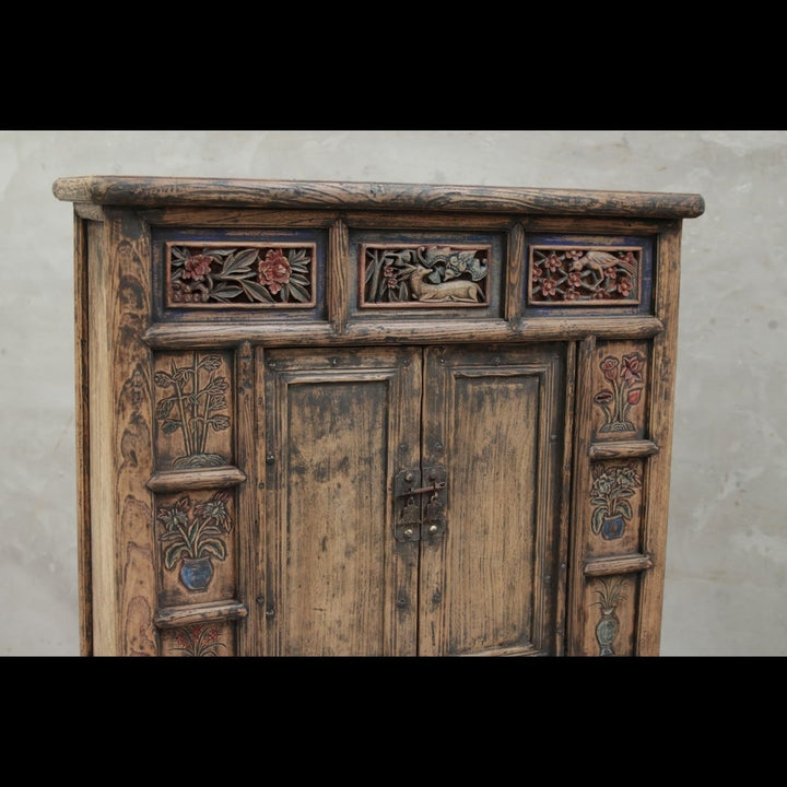 Carved Chinese Storage Cabinet from Gansu - 19thC | Indigo Oriental Antiques