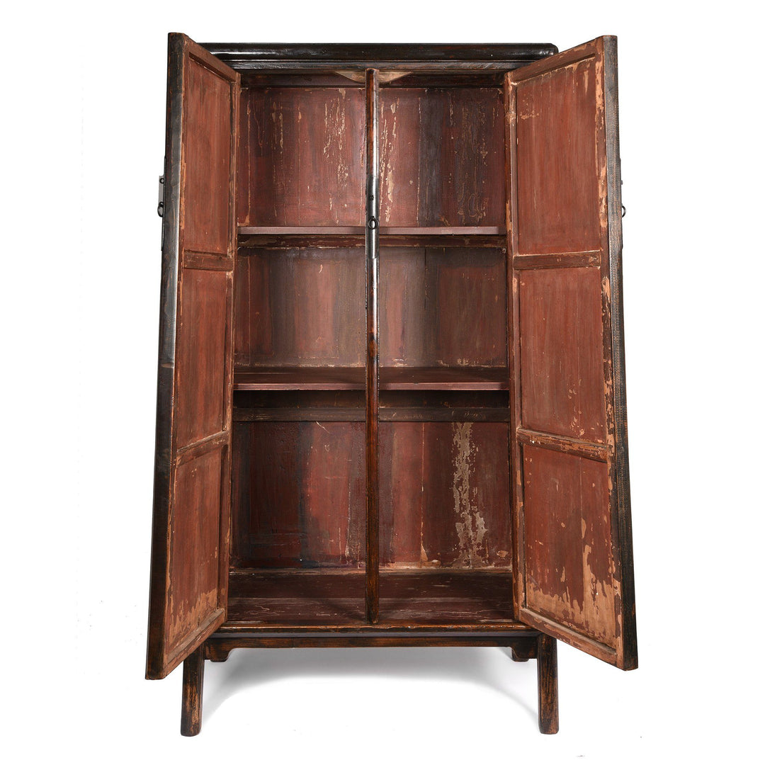 Antique Chinese Black Lacquer Taper Cabinet From Shanxi - Early 19thC | Indigo Antiques