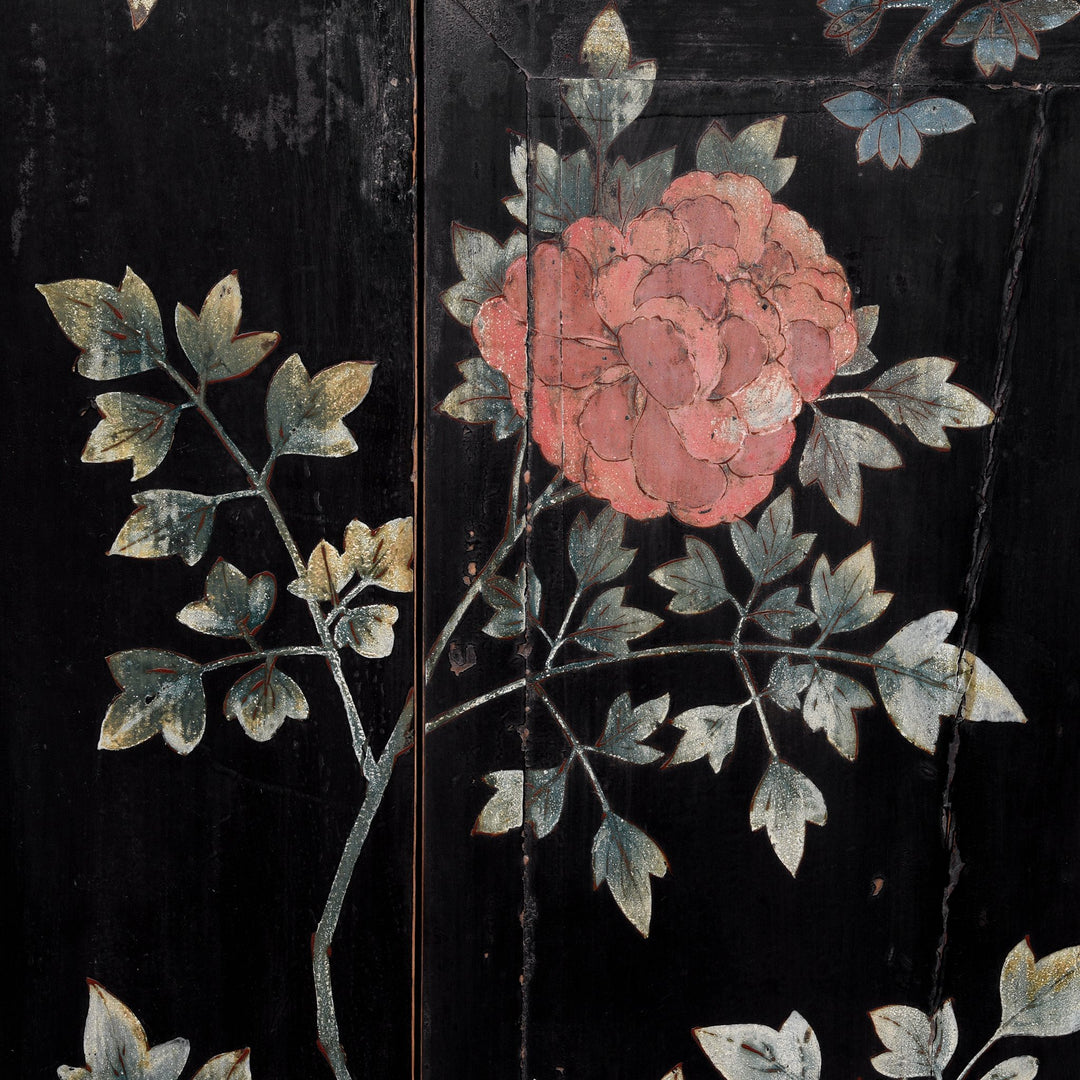 Chinese Black Lacquer Wedding Cabinet with original phoenix painting on-  19thC | Indigo Antiques