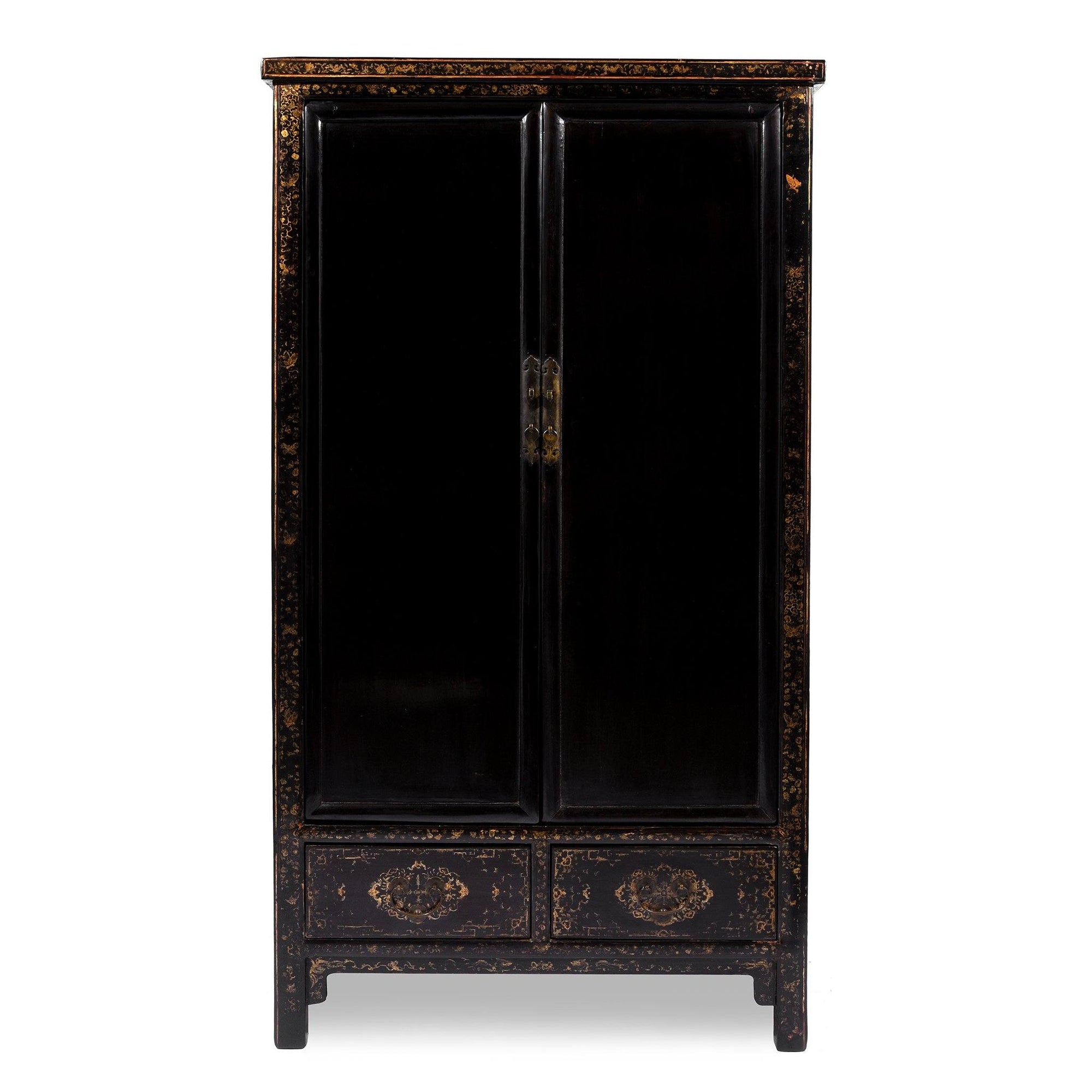 Chinese Export Gilt Black Lacquer Cabinet - Early 19thC | Indigo Antiques