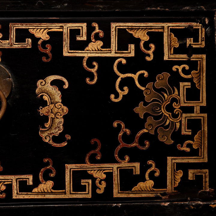 Chinese Export Gilt Black Lacquer Cabinet - Early 19thC | Indigo Antiques