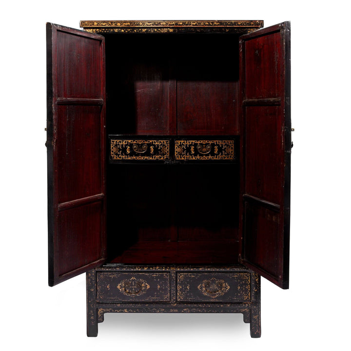 Chinese Export Gilt Black Lacquer Cabinet - Early 19thC | Indigo Antiques