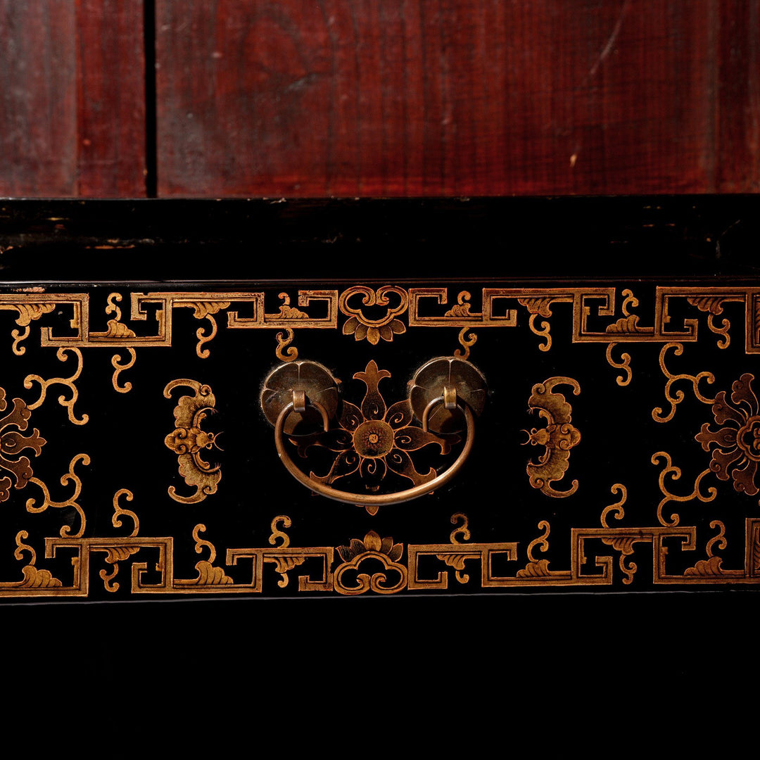 Chinese Export Gilt Black Lacquer Cabinet - Early 19thC | Indigo Antiques