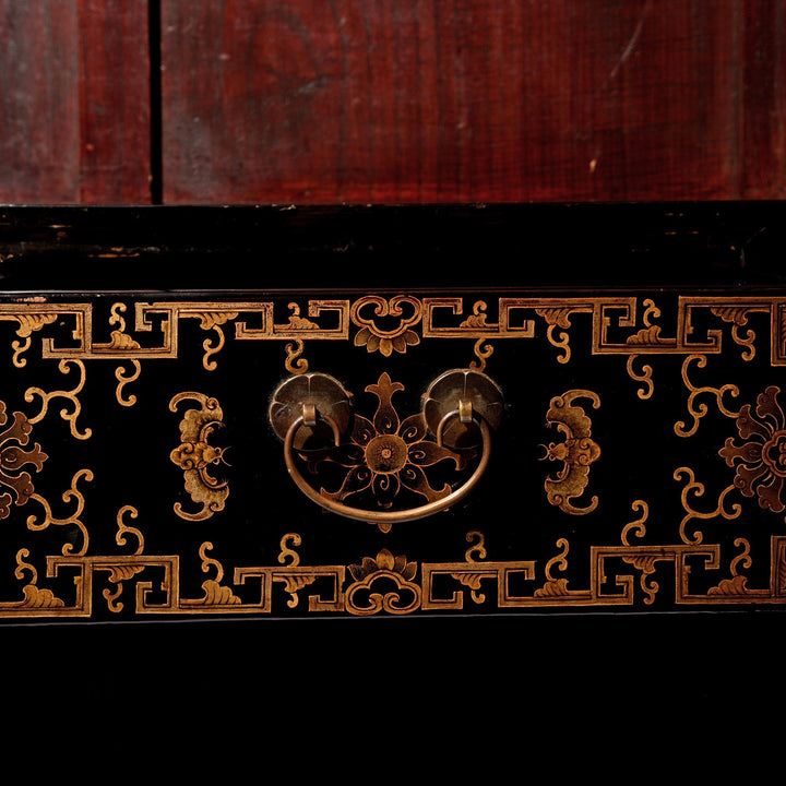 Chinese Export Gilt Black Lacquer Cabinet - Early 19thC | Indigo Antiques