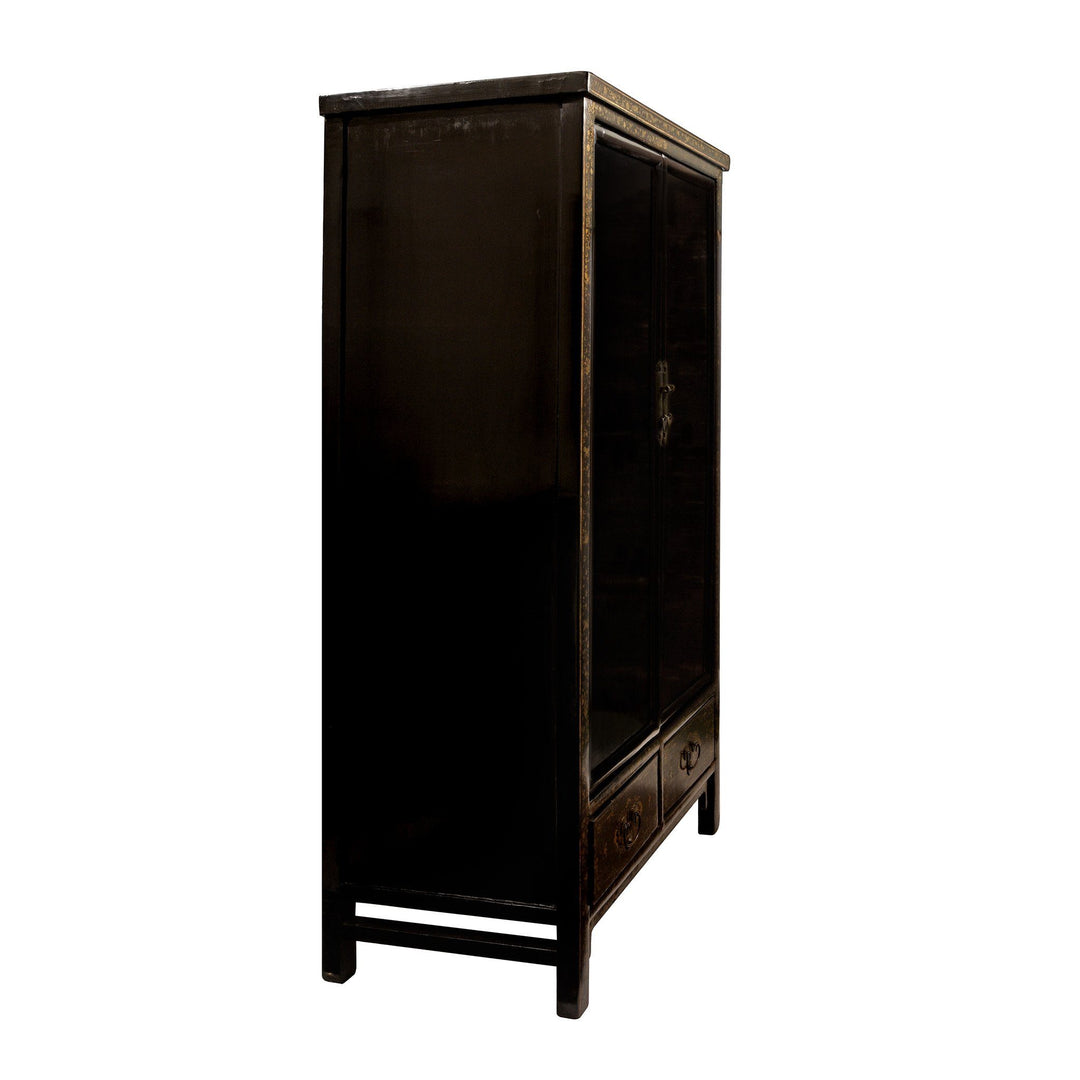 Chinese Export Gilt Black Lacquer Cabinet - Early 19thC | Indigo Antiques