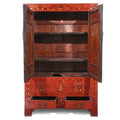 Chinese Red Lacquer Wedding Cabinet from Shanxi- 19thC